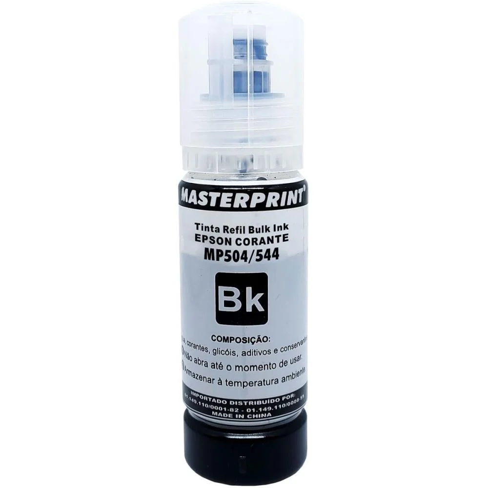 REFIL DE TINTA EPSON COMP. 504/544 CORANTE PRETO 70ML MASTERPRINT (UNIDADE)