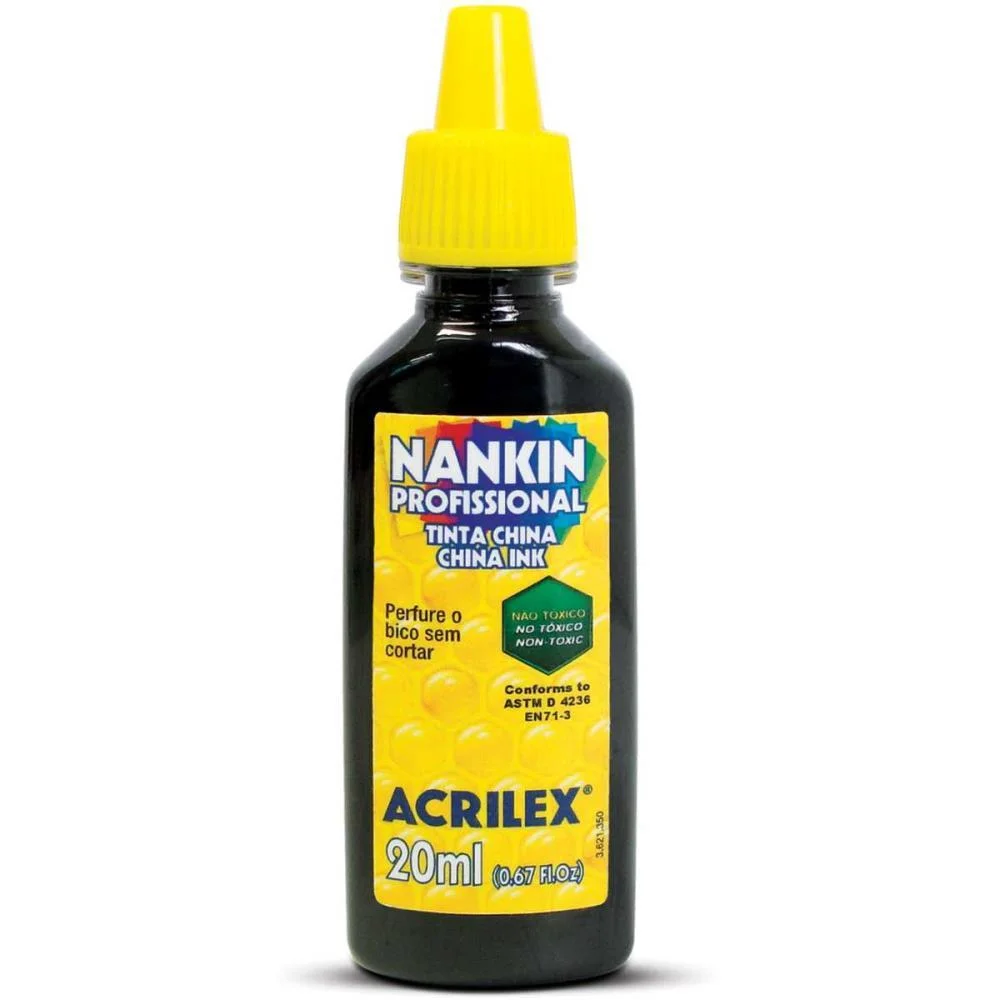 TINTA NANQUIM PRETO 20ML. ACRILEX (DUZIA)