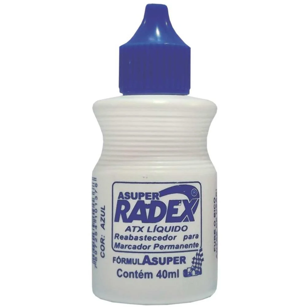 TINTA MARCADOR PERMANENTE REABASTECEDOR 40ML AZUL RADEX (CX.C/12)