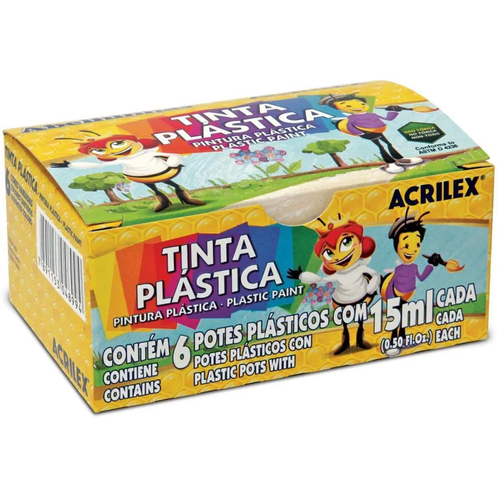 TINTA PLASTICA 06 CORES 15ML ACRILEX (PCT.C/12)