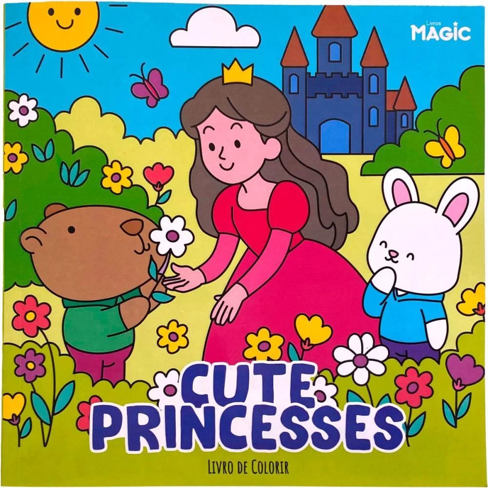 LIVRO DE COLORIR CUTE PRINCESSES 48PGS 24X24 MAGIC KIDS (UNIDADE)