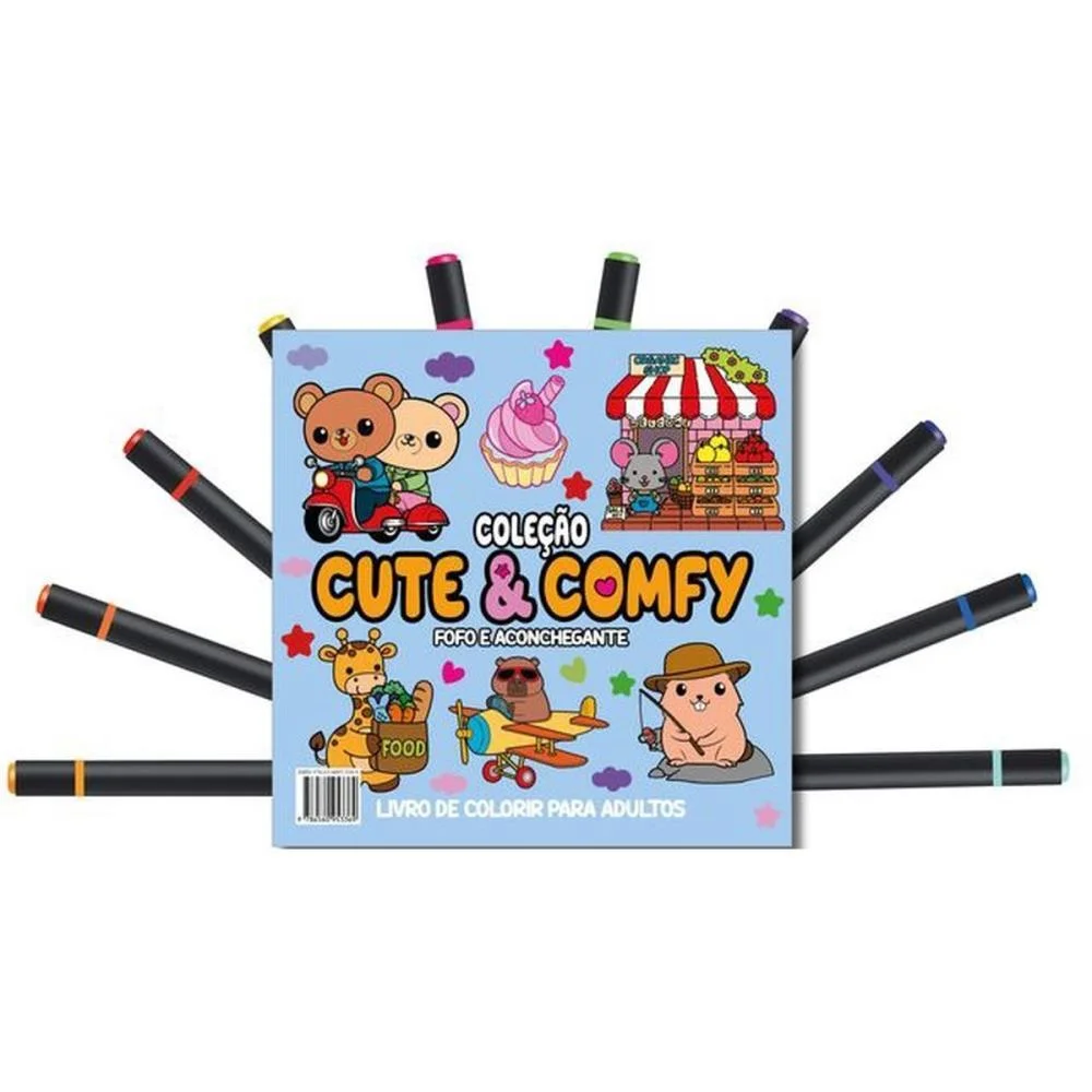 LIVRO DE COLORIR CUTE E COMFY C/12CANETAS ONLINE EDITORA (UNIDADE)