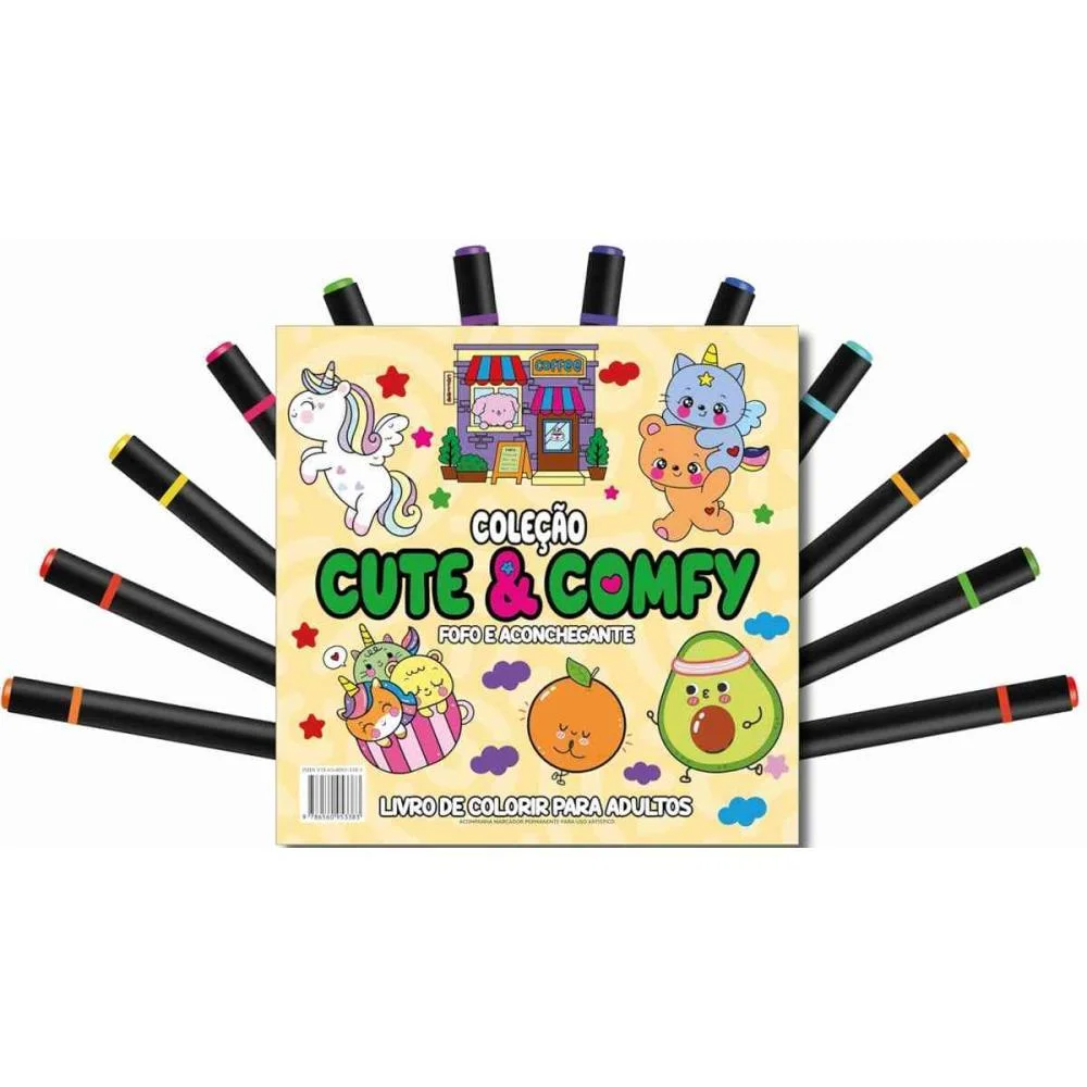 LIVRO DE COLORIR CUTE E COMFY C/12CANETAS ONLINE EDITORA (UNIDADE)