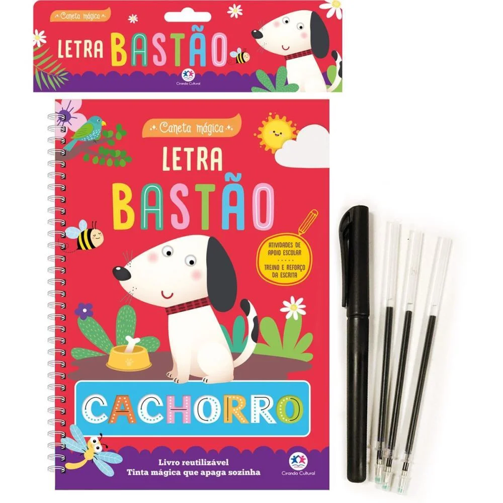 LIVRO PEDAGOGICO CANETA MAGICA LETRA BASTAO 16P MAGIC KIDS (UNIDADE)