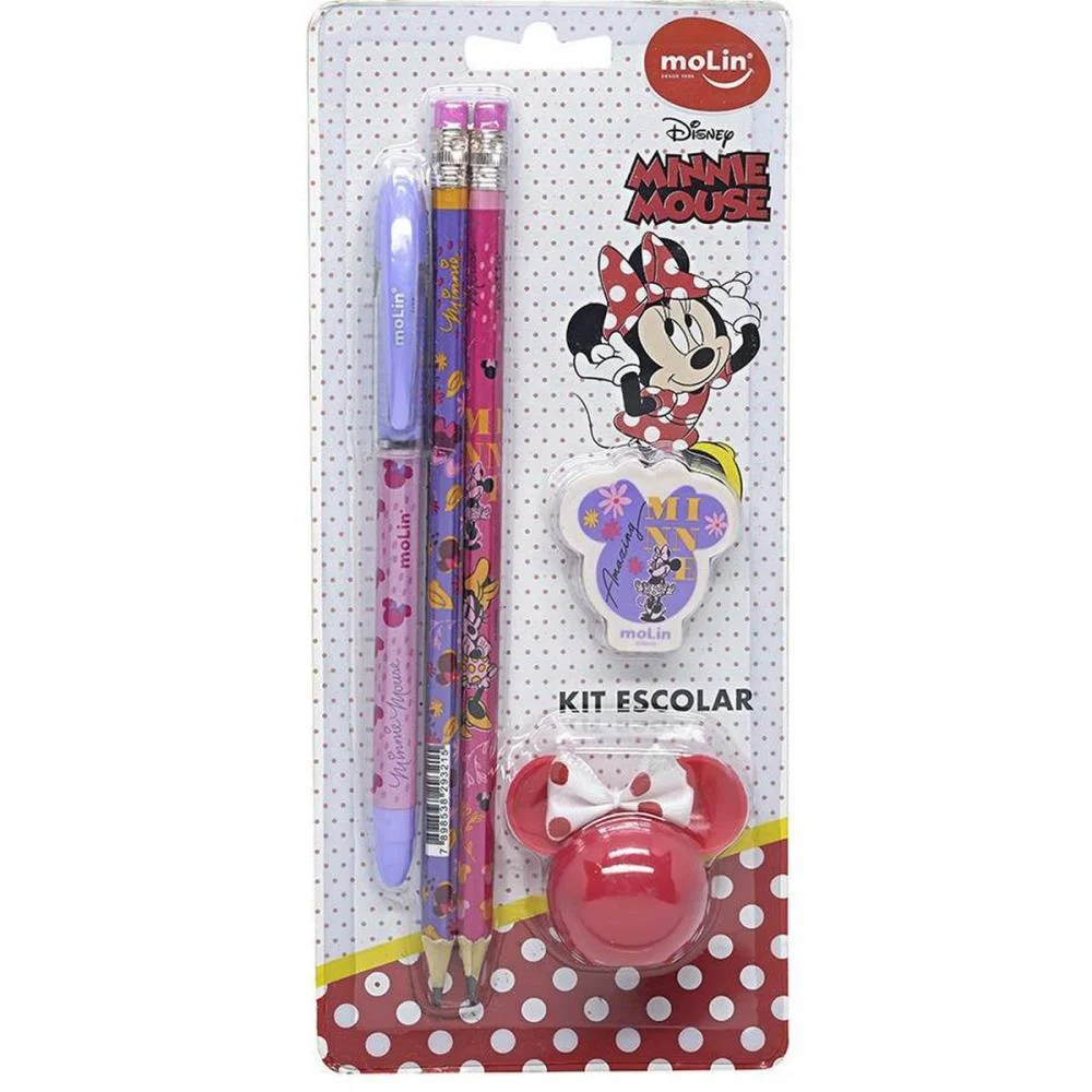 KIT ESCOLAR MINNIE 1CAN+2LAP+1BORR+1APONT MOLIN (UNIDADE)