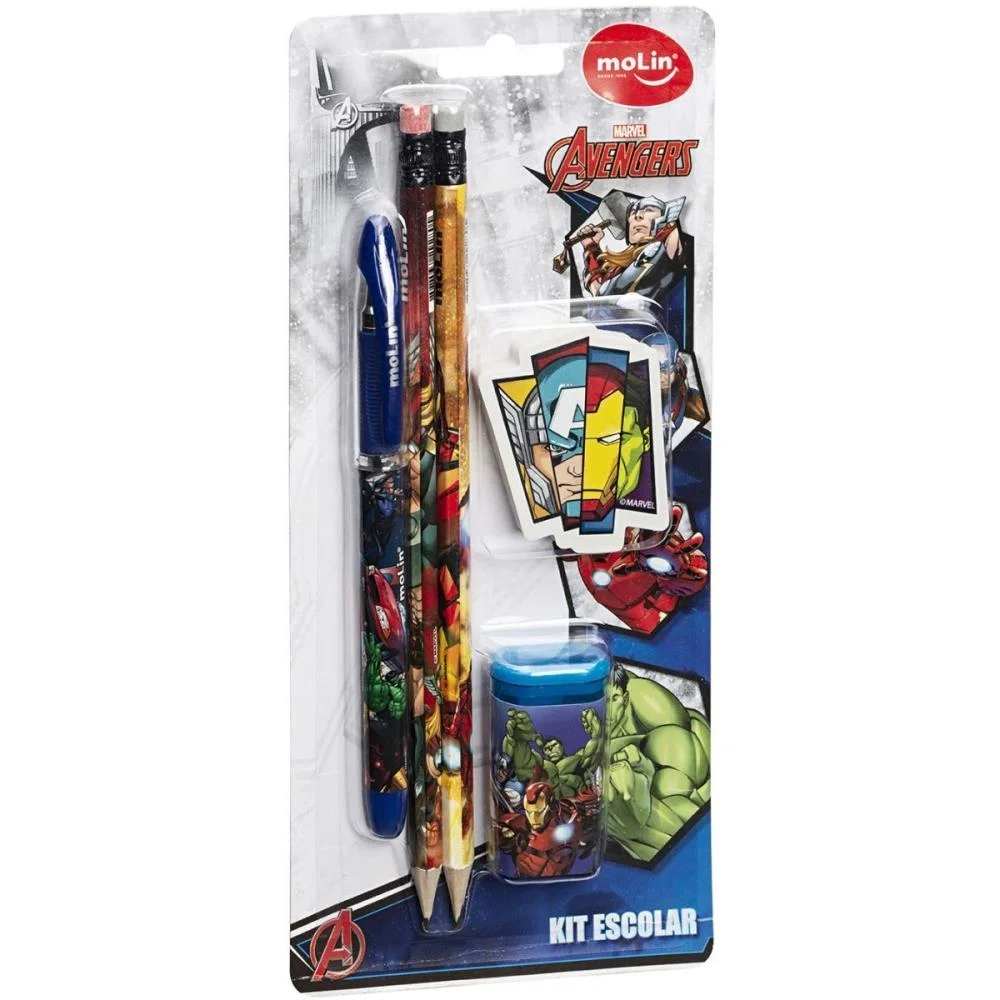 KIT ESCOLAR THE AVENGERS 1CAN+2LAP+1BO+1AP MOLIN (UNIDADE)