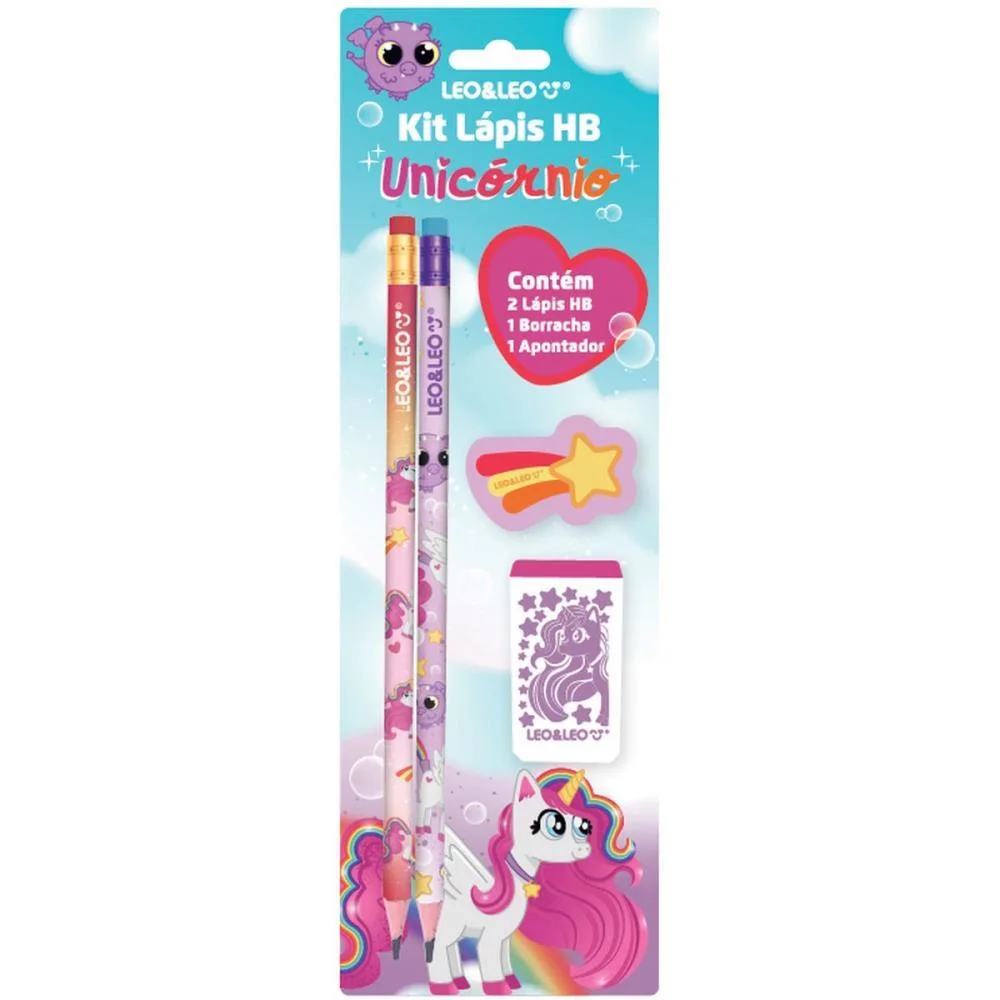 KIT ESCOLAR UNICORNIO C/04 PECAS LEONORA (BLISTER)