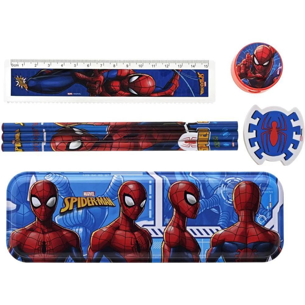 KIT ESCOLAR SPIDER MAN 7PCS C/ESTOJO METAL MOLIN (UNIDADE)