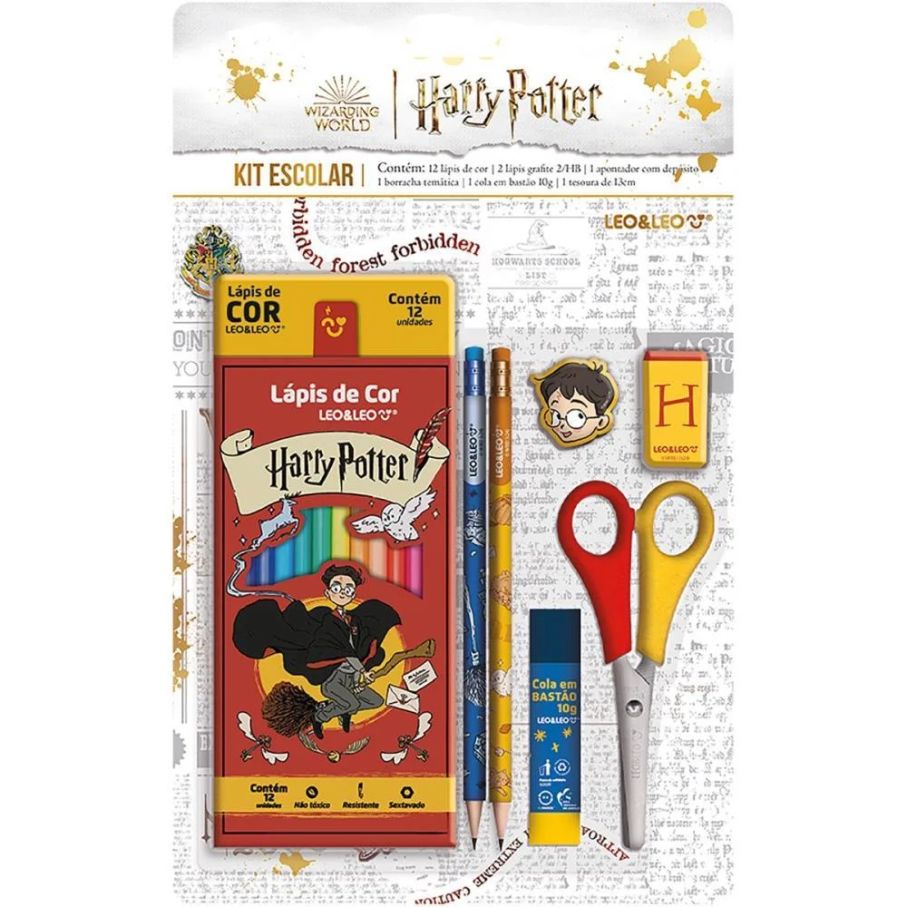 KIT ESCOLAR HARRY POTTER 12 LAPIS COR + 6P LEONORA (BLISTER)