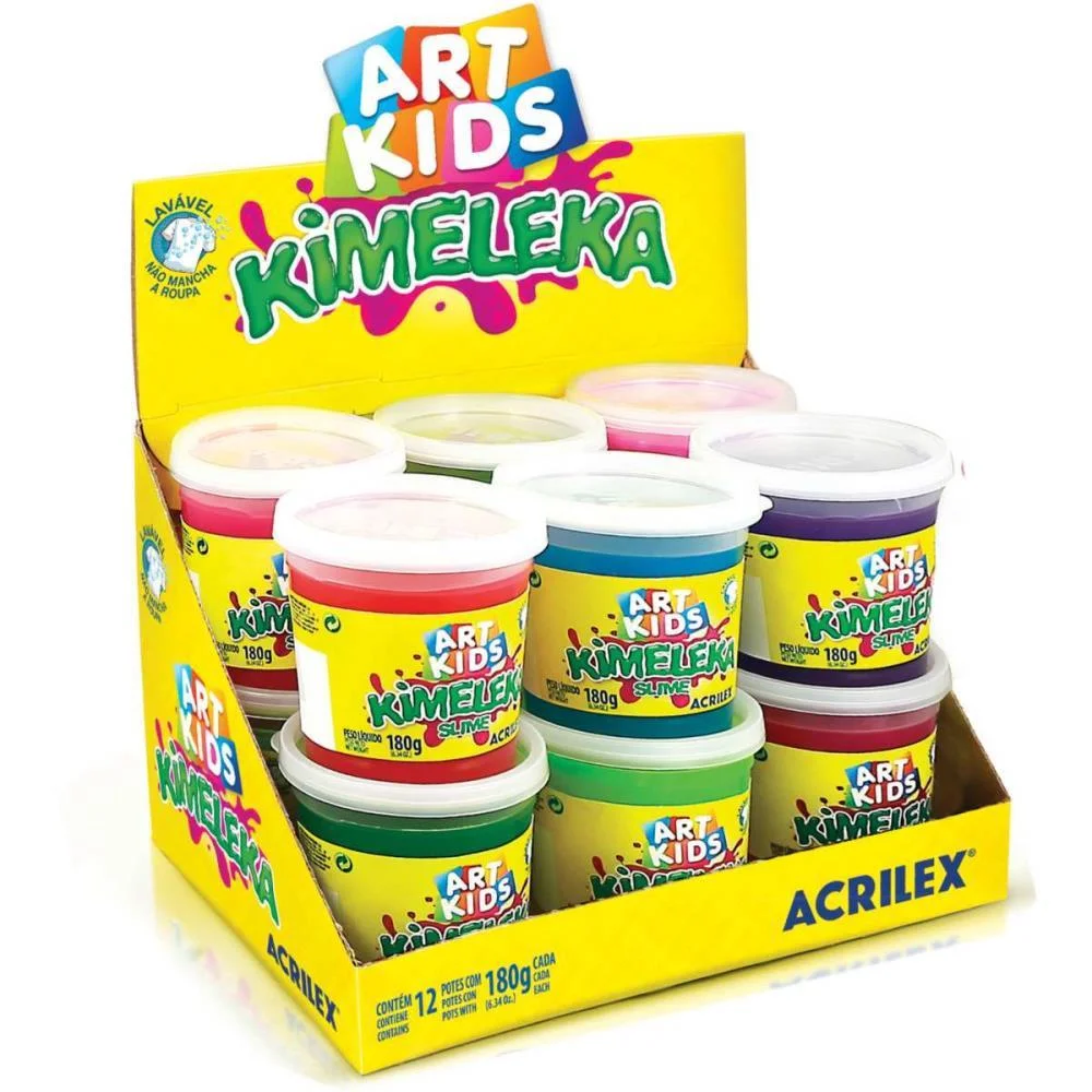 SLIME KIMELEKA CORES SORTIDAS 180G ACRILEX (CX.C/12)