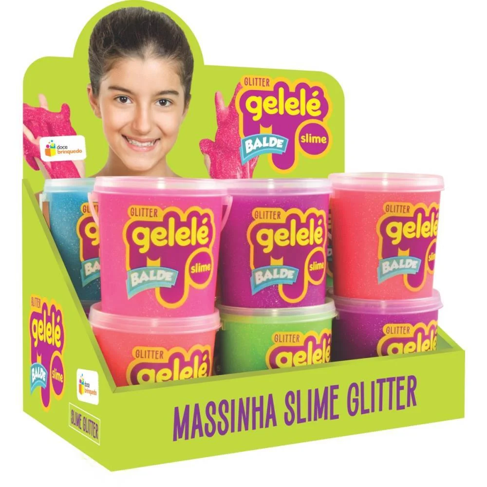 SLIME GELELÉ BALDE GLITER 457G DOCE BRINQUEDO (DP.C/12)