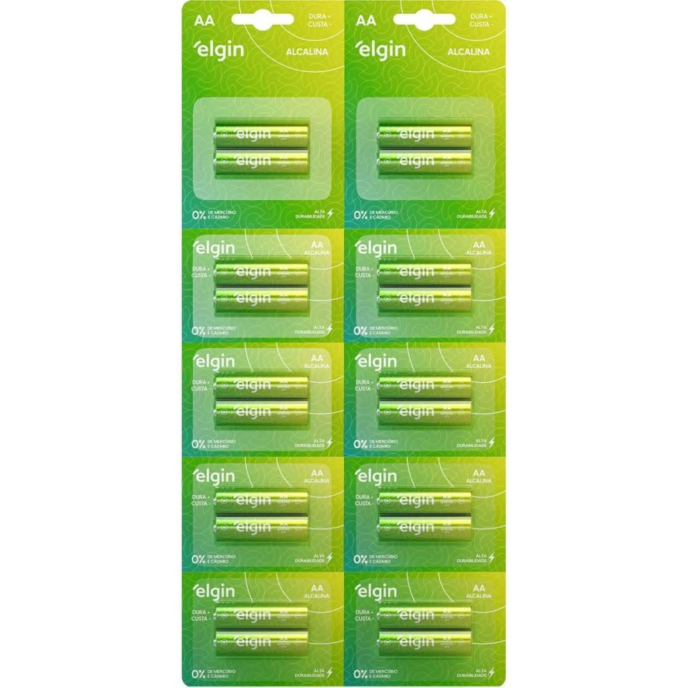 PILHA ALCALINA PEQUENA AA 10BLISTERSX2UNIDS. ELGIN (CARTELA)