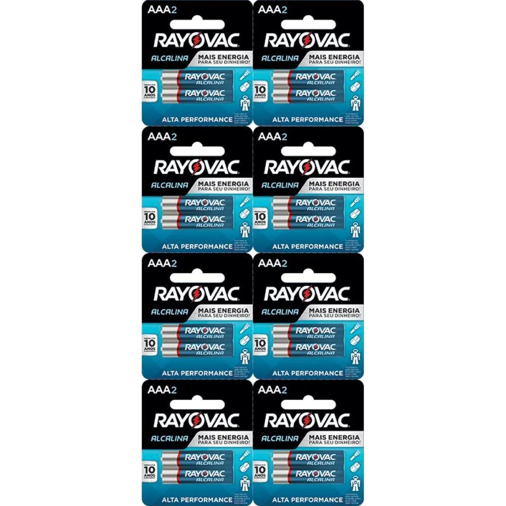 PILHA ALCALINA PALITO AAA 8CARTELASX2UNIDADES RAYOVAC (CARTELA)