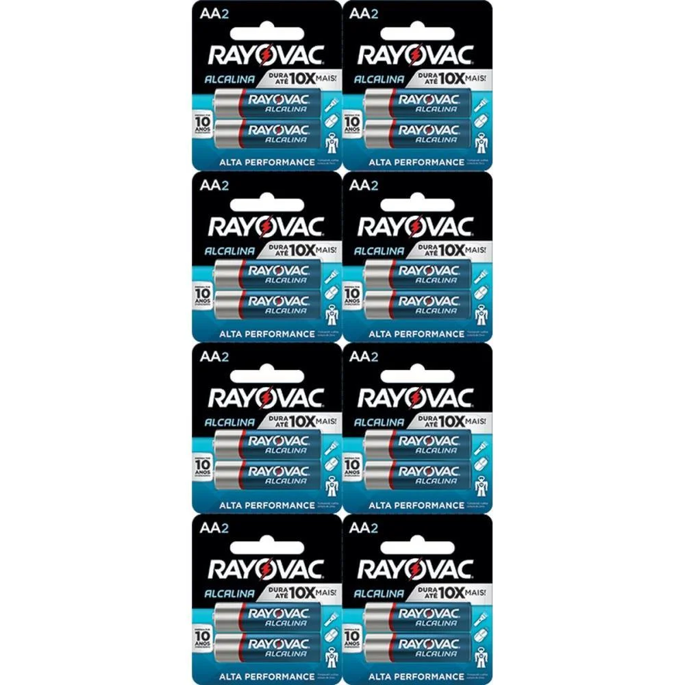 PILHA ALCALINA PEQUENA AA 8CARTELASX2UNIDADES RAYOVAC (CARTELA)