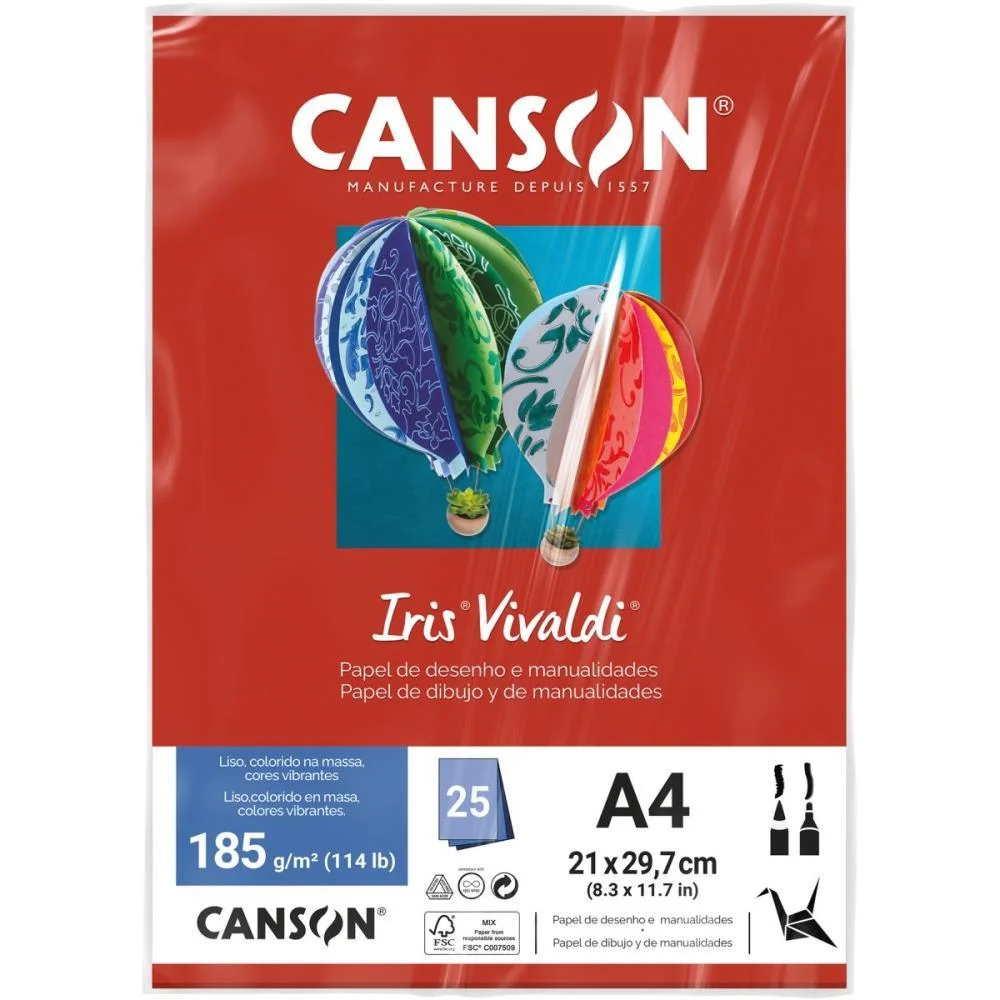 PAPEL A4 COLOR IRIS VIVALDI VERMELHO 185G CANSON (PCT.C/25)