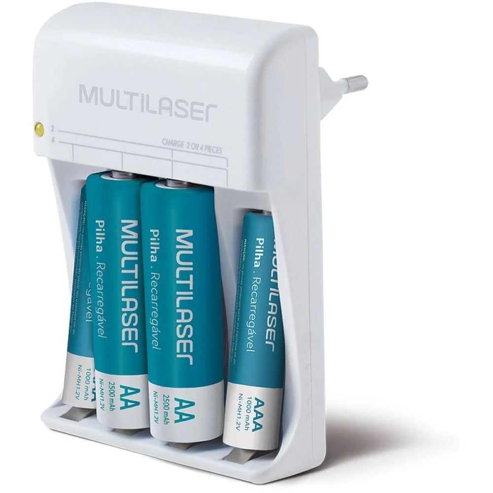 CARREGADOR DE PILHAS BIVOLT P/4 PILHAS AA/AAA C/4 PILHAS MULTI (KIT)