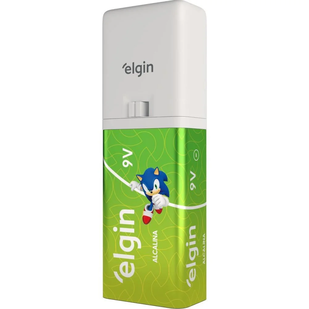 PILHA BATERIA 9V C/LANTERNA LED LUZ AZUL ELGIN (UNIDADE)