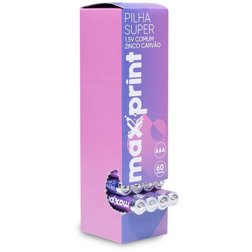 PILHA ZINCO SUPER AAA MAX 1,5V 15PCTX4UN MAXPRINT (TUBO)