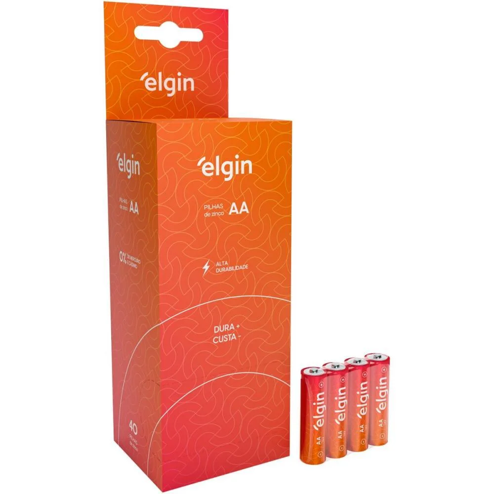 PILHA ZINCO PEQUENA AA RO6 ELGIN (TUBO C/40)