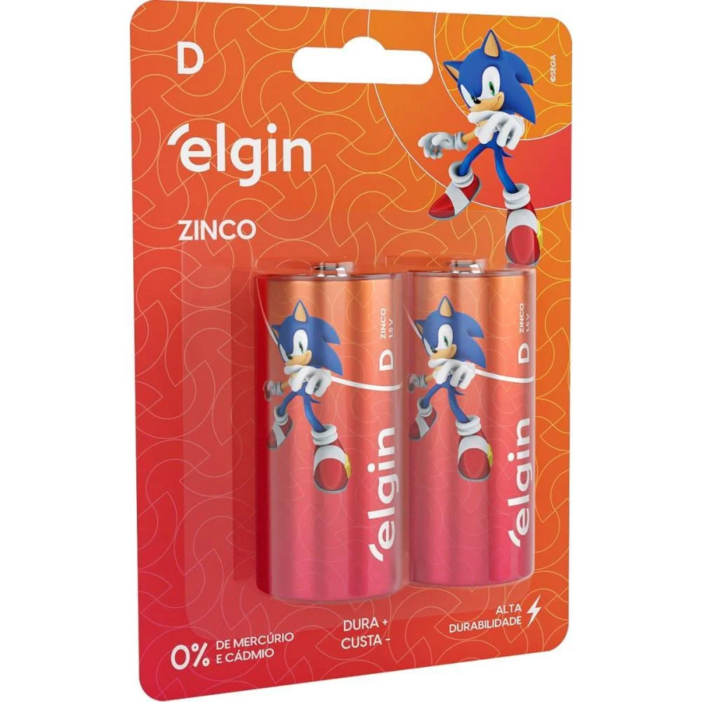 PILHA ZINCO GRANDE-D R20 1,5V. ELGIN (BL.C/02)