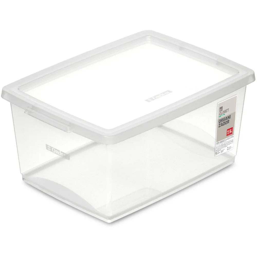 CAIXA PLASTICA MULTIUSO CRISTAL 7,5L 23,5X32,5X15 TRAV ORDENE (UNIDADE)