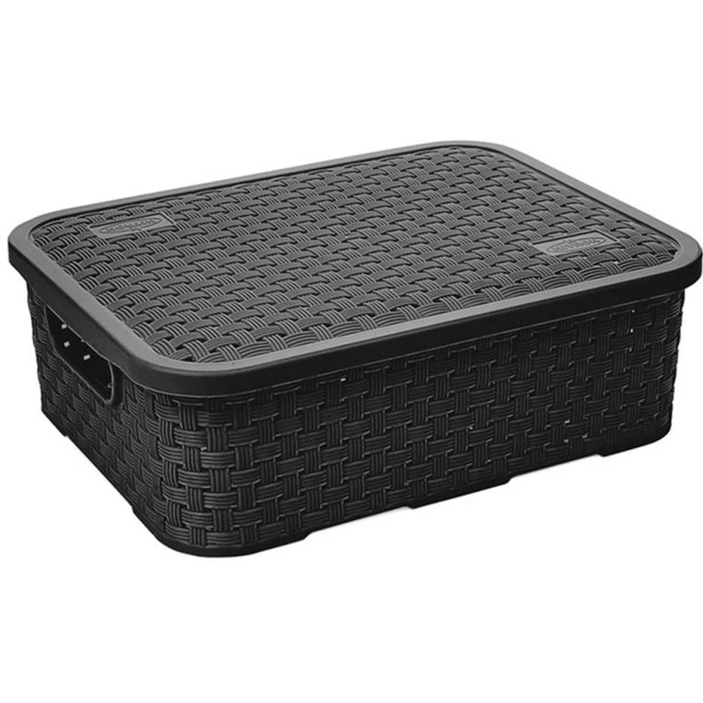 CAIXA PLASTICA MULTIUSO RATTAN C/TAMPA BAIXA PT 4,5L NITRON (UNIDADE)