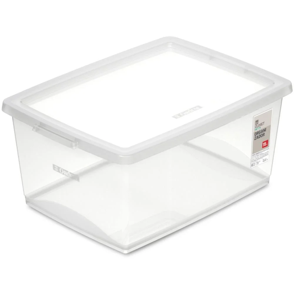 CAIXA PLASTICA MULTIUSO CRISTAL 15L 30X41X18,6 C/TRAVA ORDENE (UNIDADE)