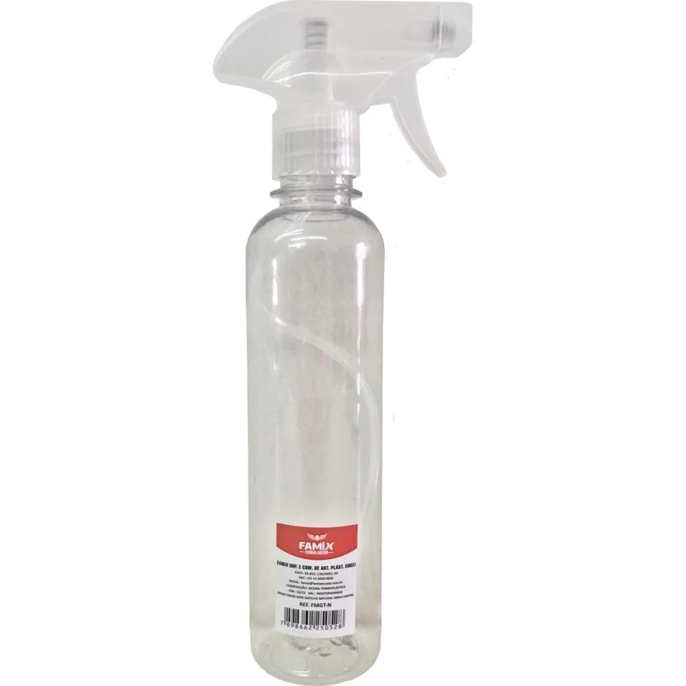 SPRAY PULVERIZADOR GATILHO TRANSPARENTE 300ML FAMIX (UNIDADE)