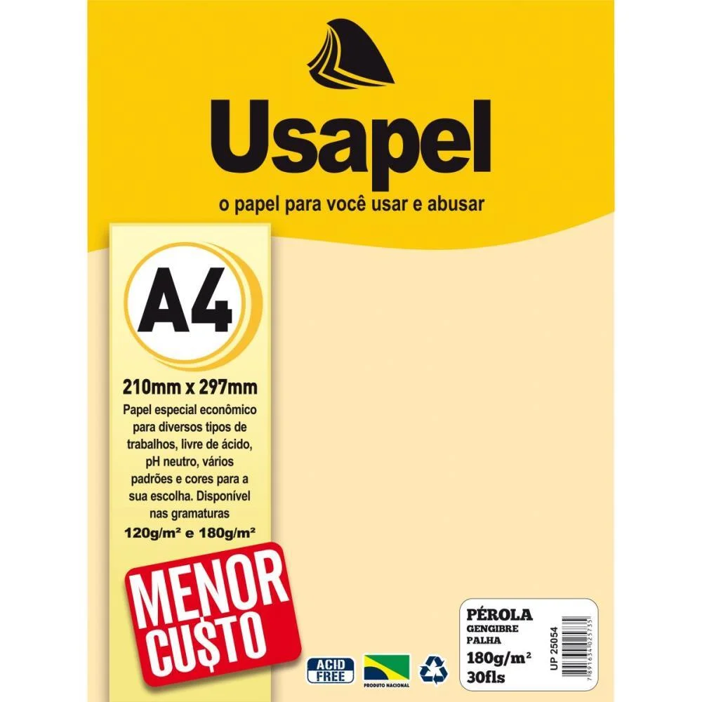 PAPEL A4 PEROLADO USAPEL GENGIBRE 180G FILIPERSON (PCT.C/30)