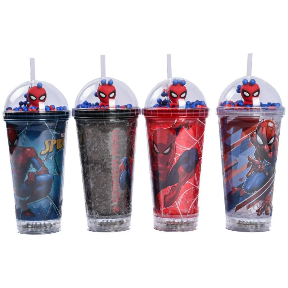 COPO DECORADO SPIDER MAN C/LED/CANUDO 450ML BBR (UNIDADE)