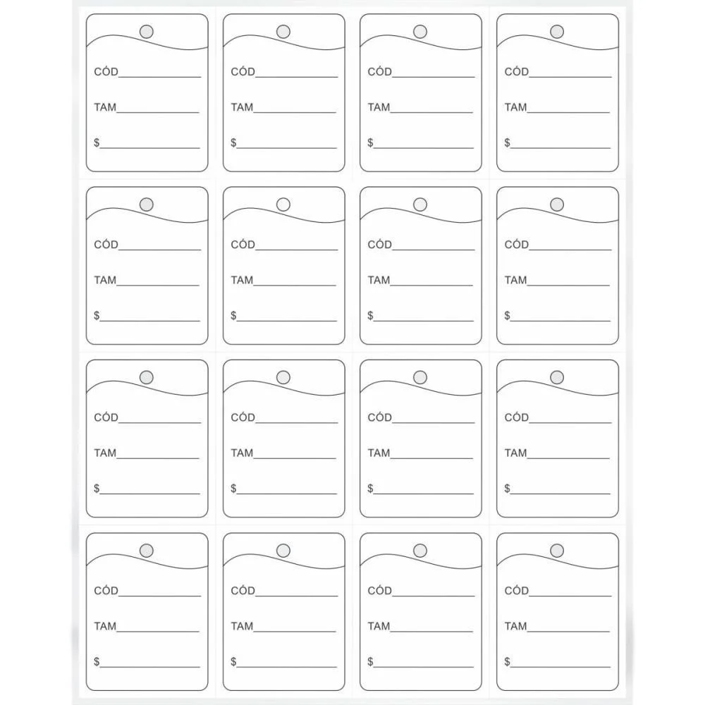 ETIQUETA PARA PREÇO TAG 30X38MM CARTAO BRANCA GRESPAN (PCT.C/1000)