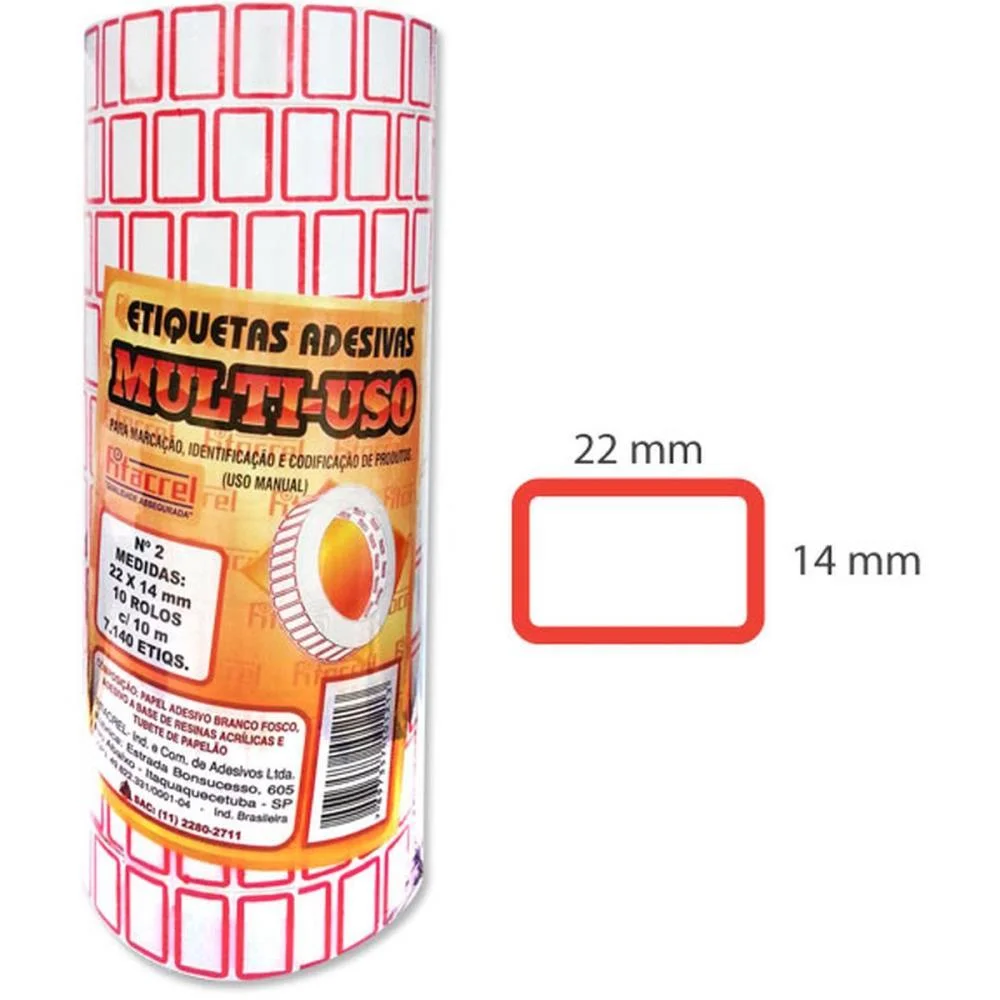 ETIQUETA PARA PREÇO 22X14MM C/7140 ETIQUETAS FITACREL COM 10 UNIDADES