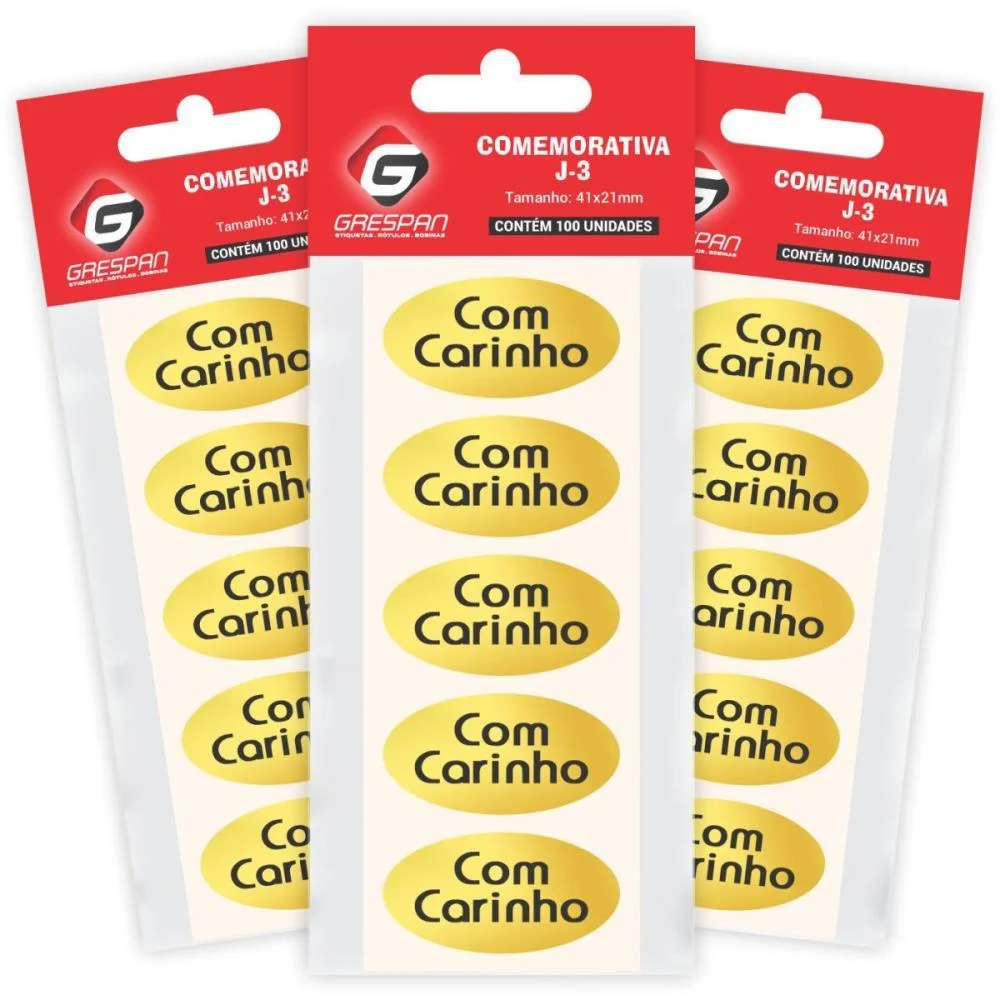 ETIQUETA PARA PRESENTE COM CARINHO OVAL DOURADO GRESPAN (CT.C/100)