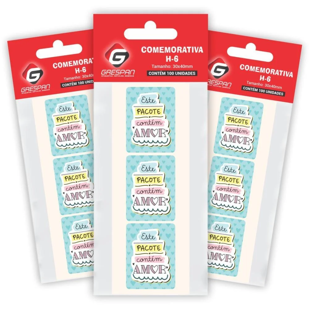 ETIQUETA PARA PRESENTE PACOTE CONTEM AMOR RETANG. GRESPAN (CT.C/100)