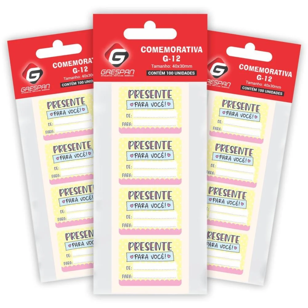 ETIQUETA PARA PRESENTE DE/PARA PRESENTE P/VOCE RETANG GRESPAN (CT.C/100)