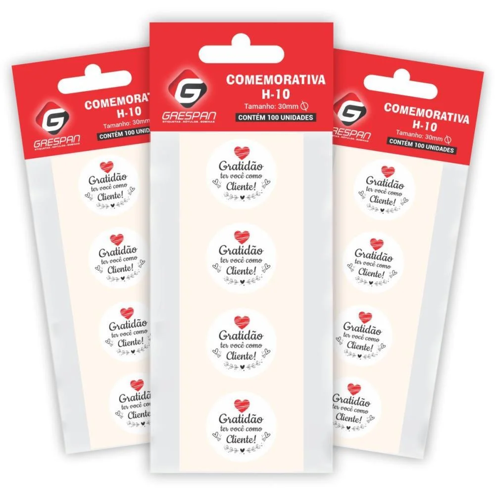 ETIQUETA PARA PRESENTE GRATIDAO AO CLIENTE REDONDO GRESPAN (CT.C/100)