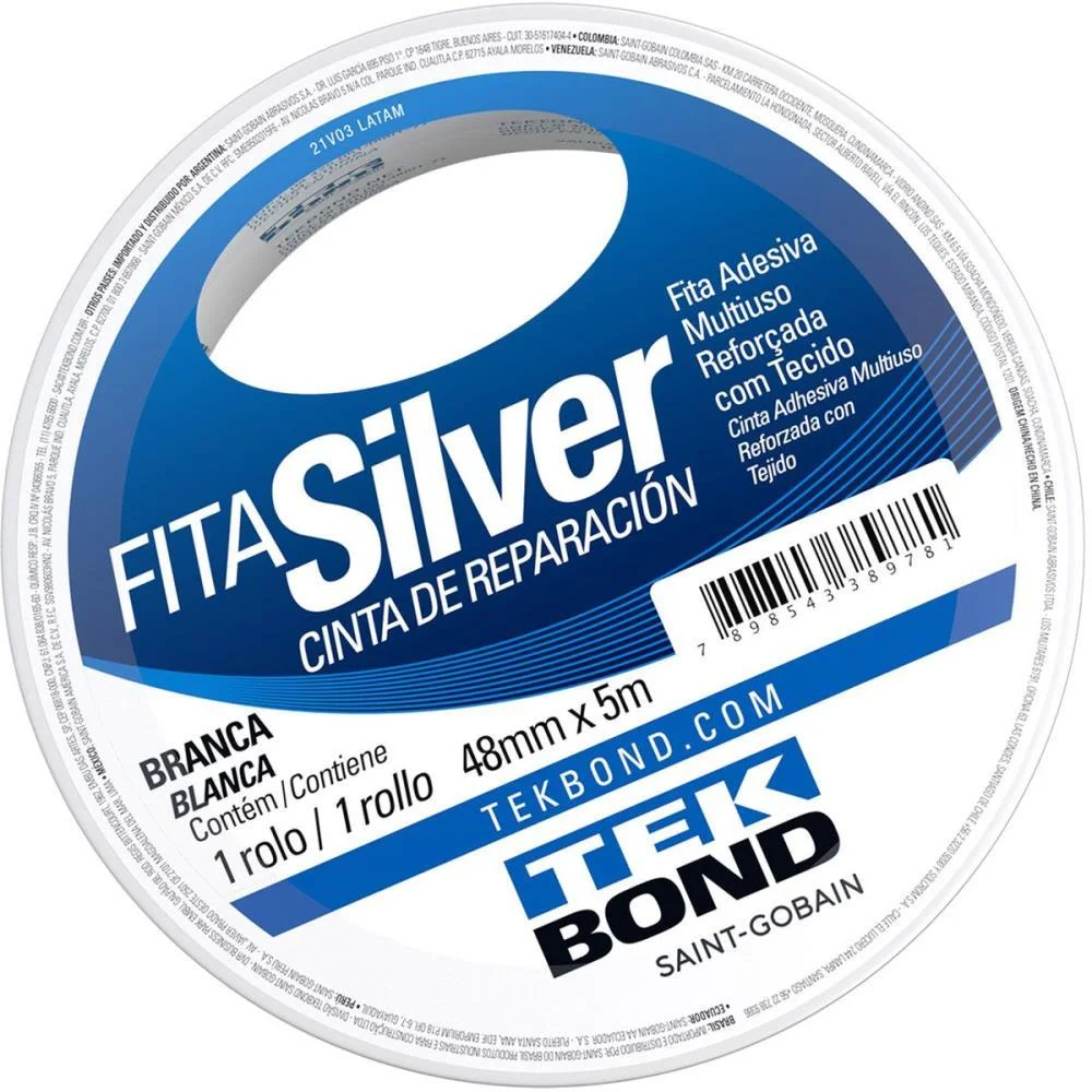 FITA DE ALTA RESISTENCIA SILVER BRANCA 48MMX5M TEKBOND (UNIDADE)