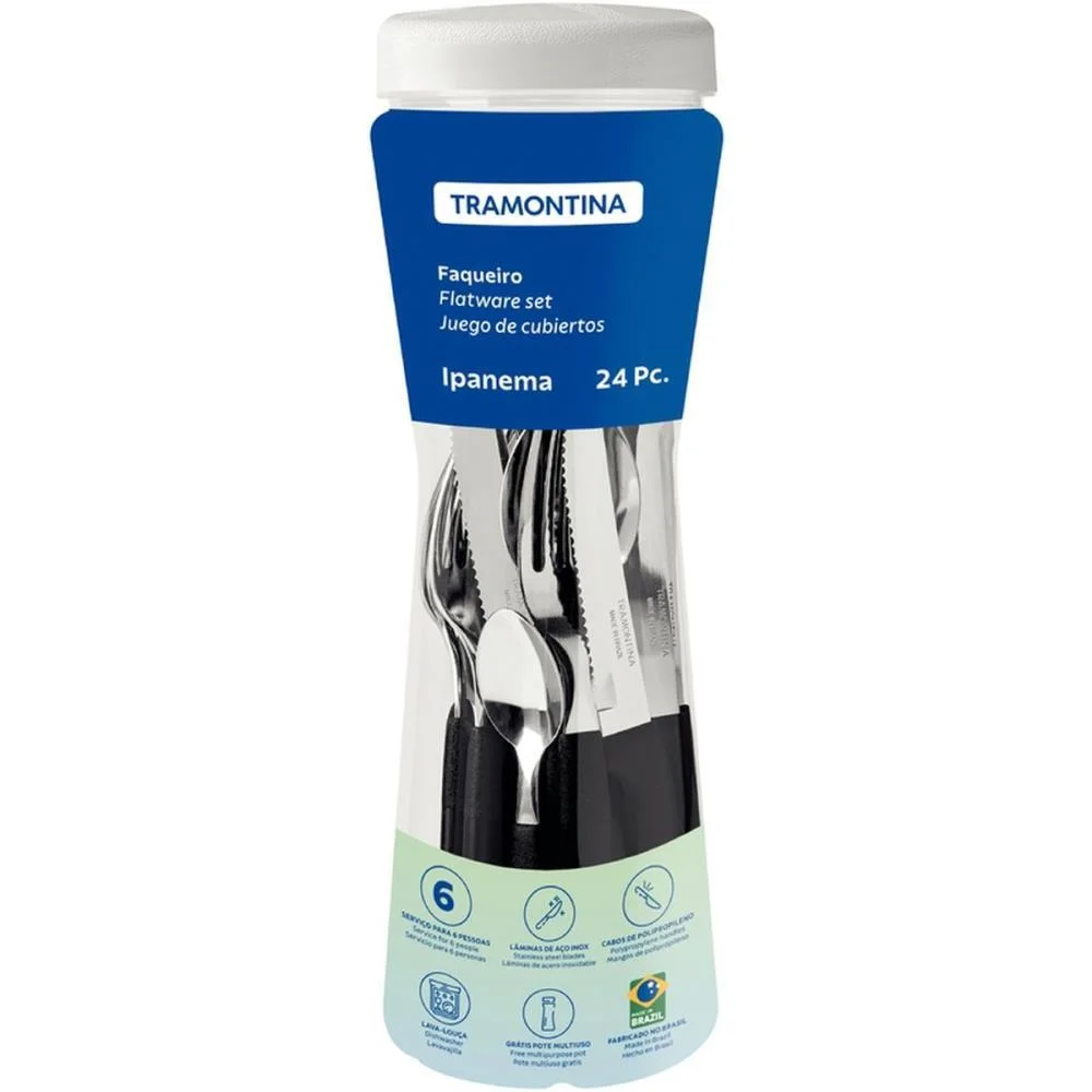 Talher Faqueiro Ipanema 24Pc Inox Pto Tramontina (Pote)