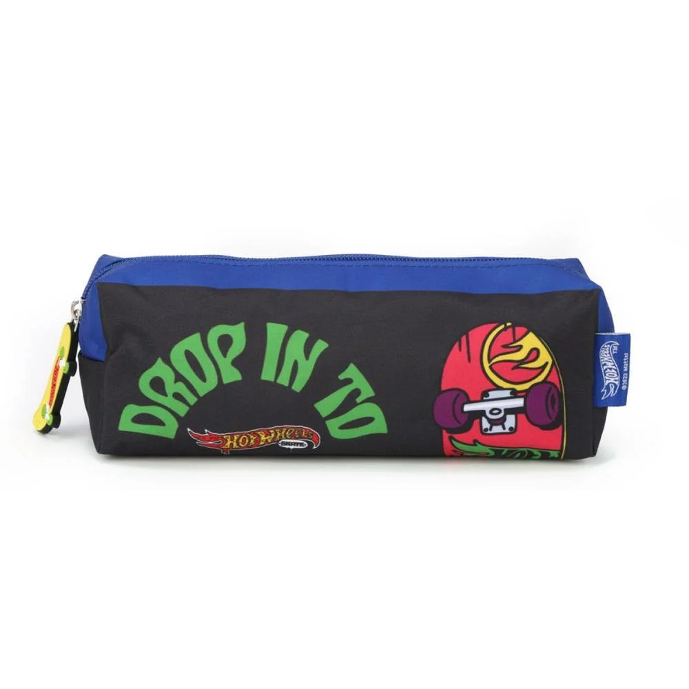 ESTOJO SIMPLES HOT WHEELS SKATE TECIDO AZUL LUXCEL (UNIDADE)