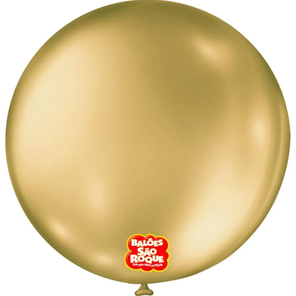 BALÃO 5 LISO METALIZADO OURO REDONDO SAO ROQUE COM 25 UNIDADES