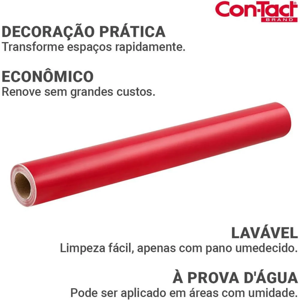 CONTACT LISO 45CMX10M BRILHO VERMELHO CONTACT (ROLO)