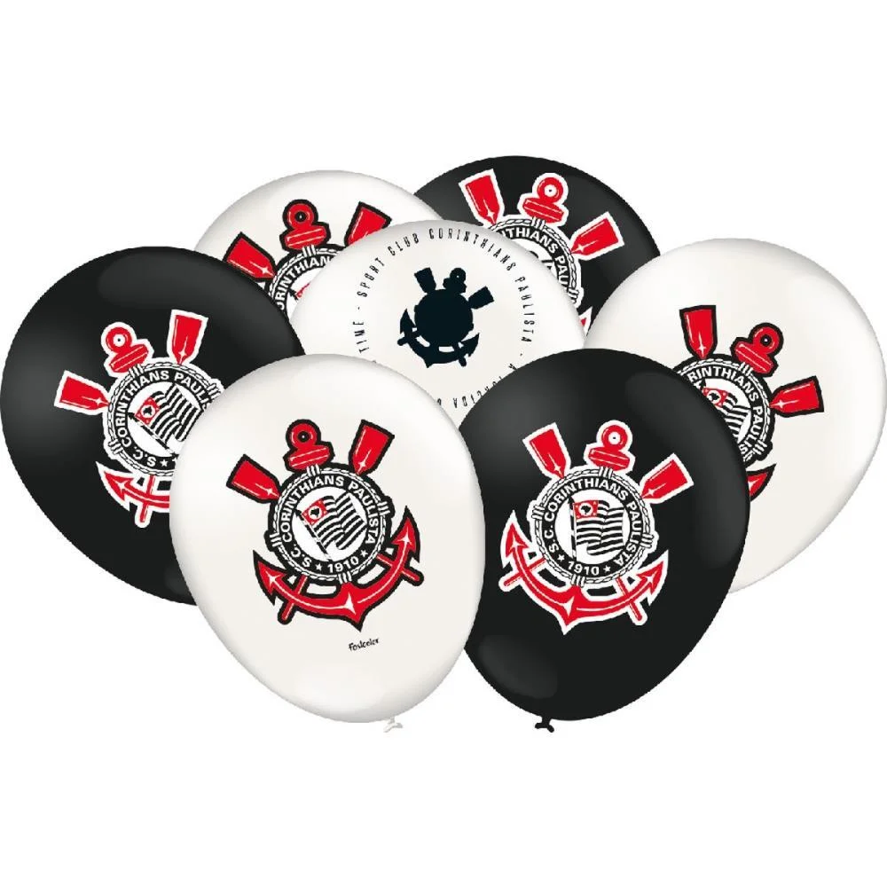 BALAO 9 DECORADO CORINTHIANS FESTCOLOR (PCT.C/25)