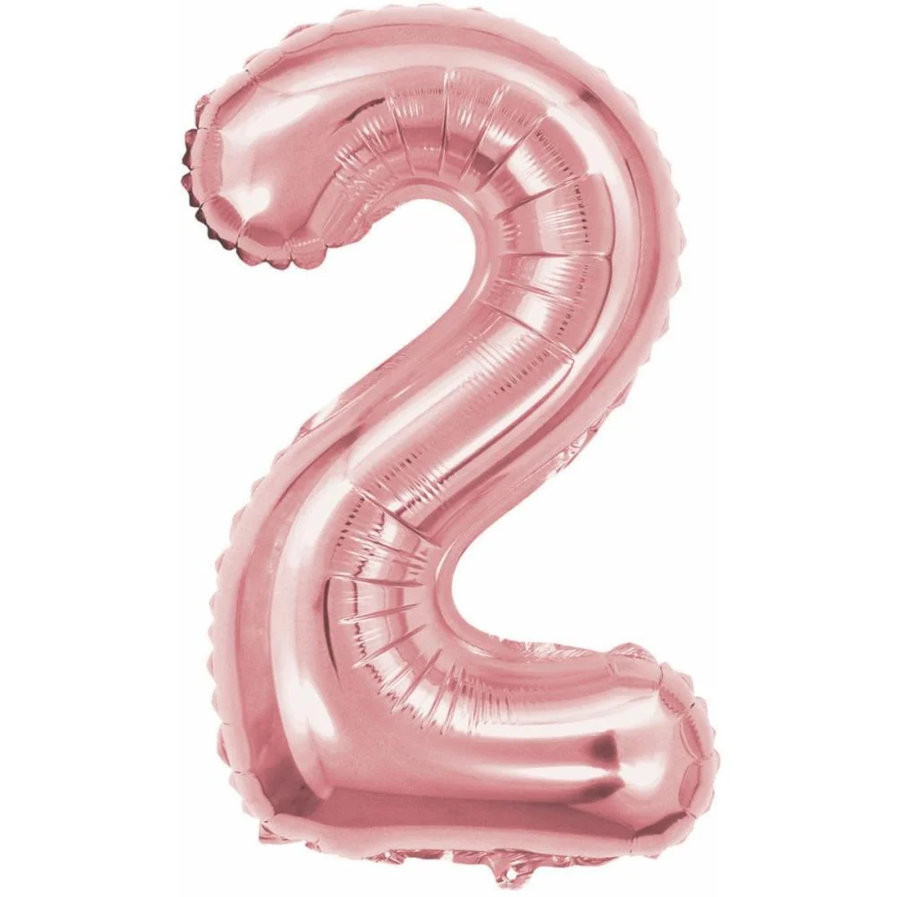 BALAO METALIZADO NUMERO 2 ROSE 40CM. MAKE+ 