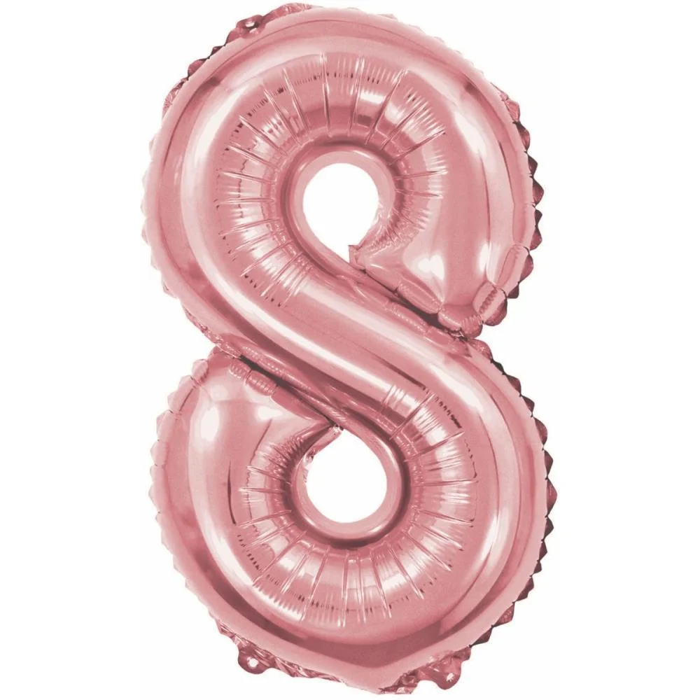 BALAO METALIZADO NUMERO 8 ROSE 40CM. MAKE+ 