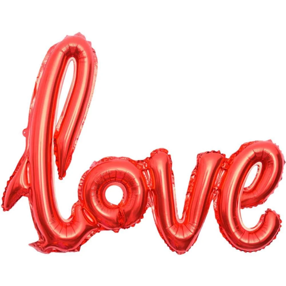 BALAO METALIZADO DECORADO LOVE VERMELHO 108X65CM. MAKE+ 