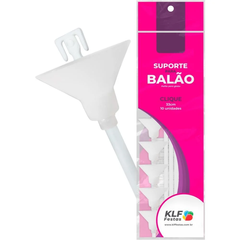 SUPORTE PARA BALAO CLIQUE MEDIO BRANCO 33CM. KLF FESTAS (PCT.C/10)