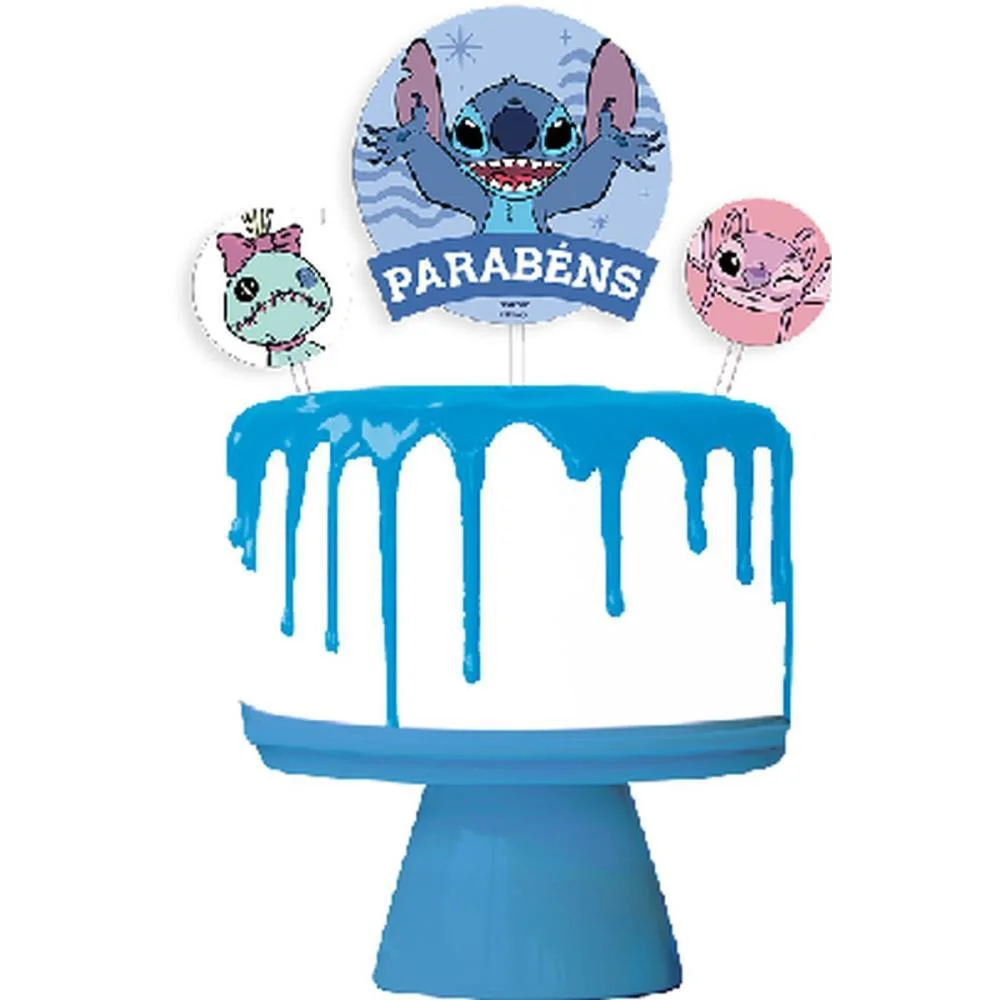 TOPO DE BOLO/DOCE STITCH NEW C/3 PECAS FESTCOLOR (PACOTE)