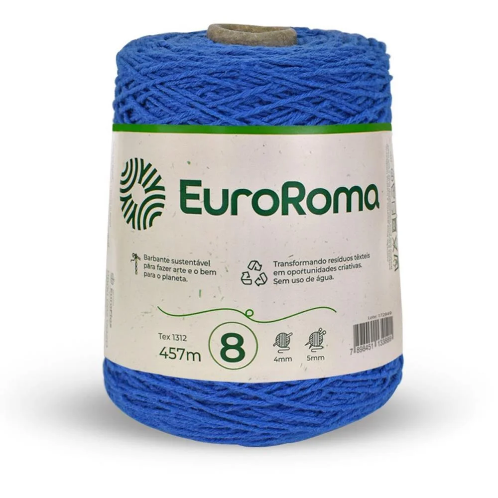 BARBANTE COLORIDO 600G 4/8 FIOS 457M AZUL ROYAL EUROROMA 