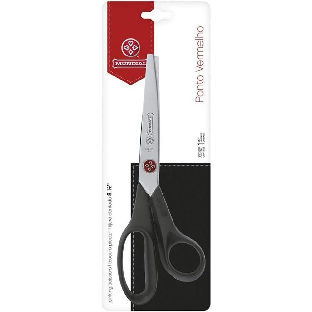 TESOURA ARTESANAL PICOTAR PONTO VERMELHO 22CM MUNDIAL 