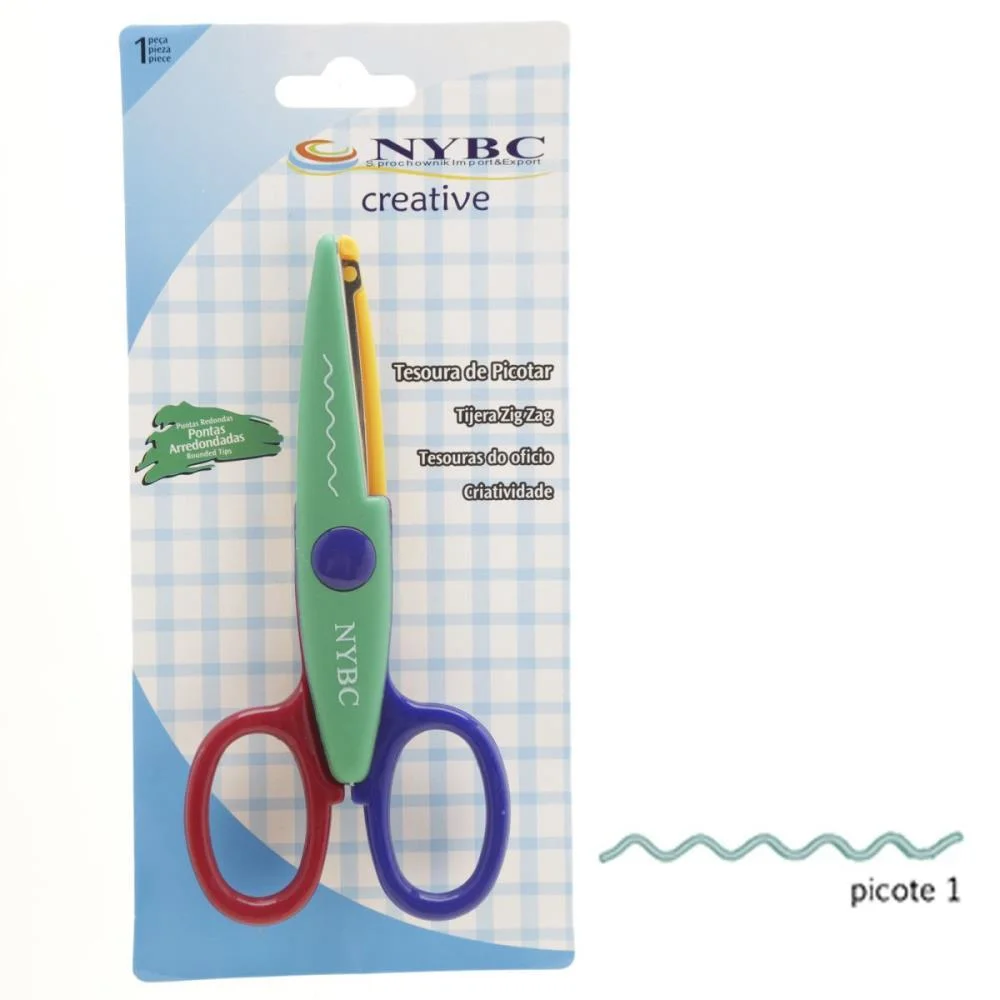 TESOURA ARTESANAL PICOTAR ZIG ZAG ONDULADO NYBC (BLISTER)